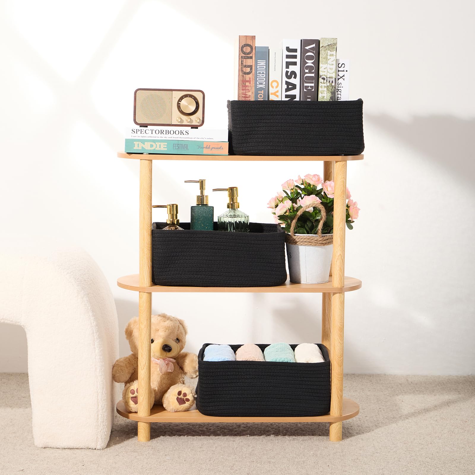 MiniArk 3-pack in nursery setup keeping toys and supplies tidy.