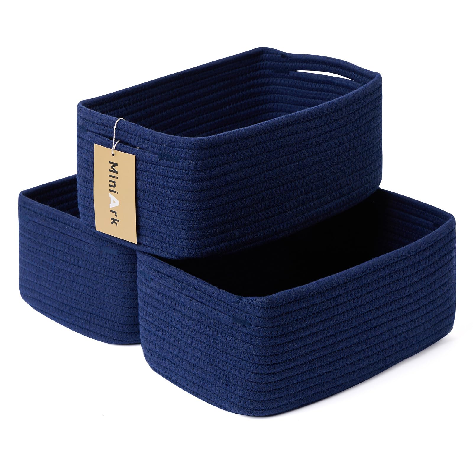 MiniArk small storage baskets on a shelf keeping items organized and accessible.