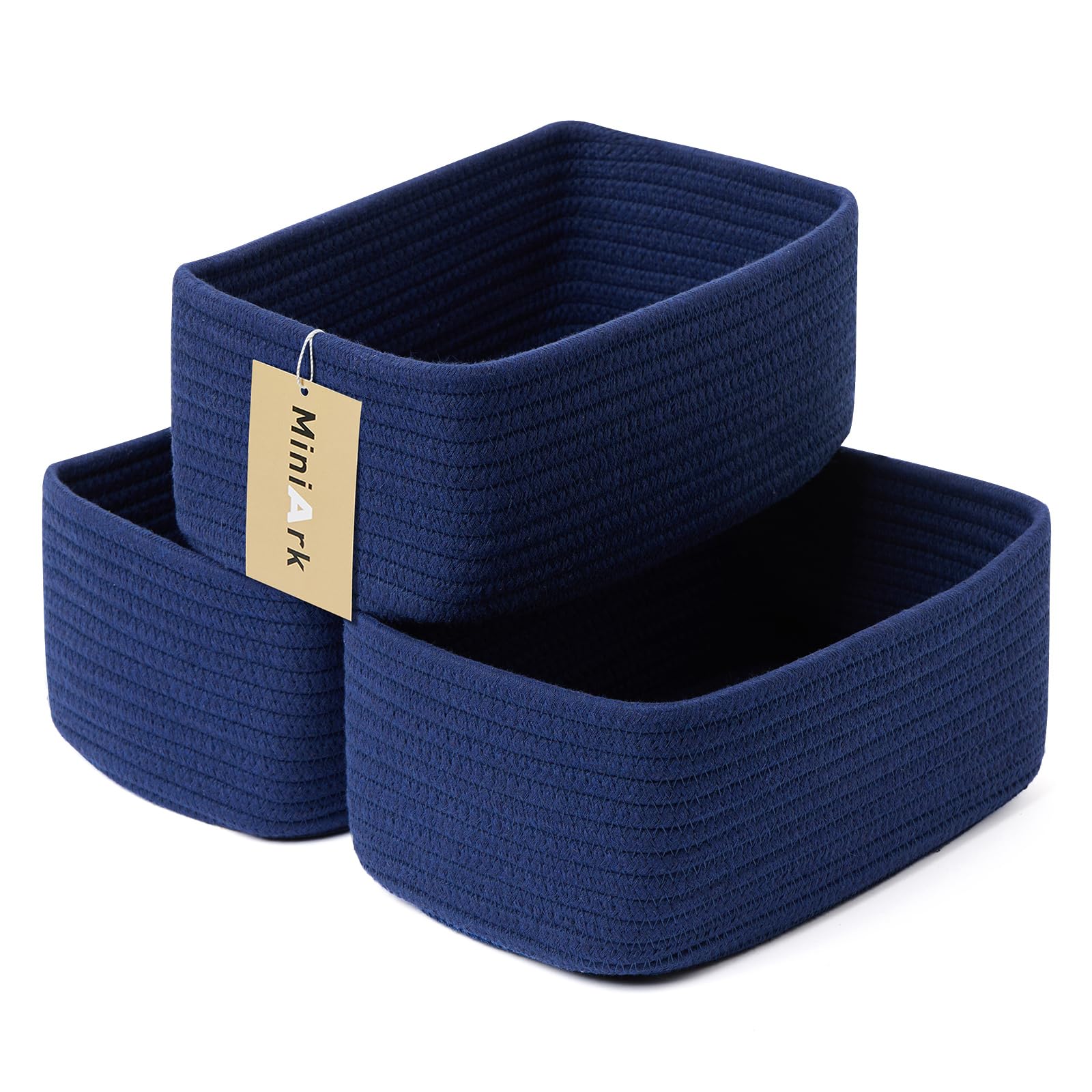 MiniArk small storage baskets organize cosmetics and essentials on a tidy desktop.