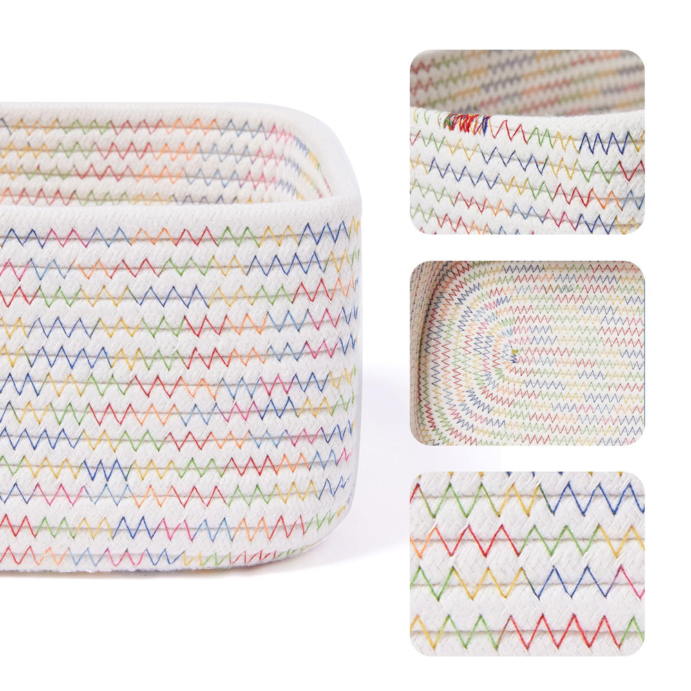 MiniArk small storage baskets soft cotton rope close-up shows durable, baby-safe texture.