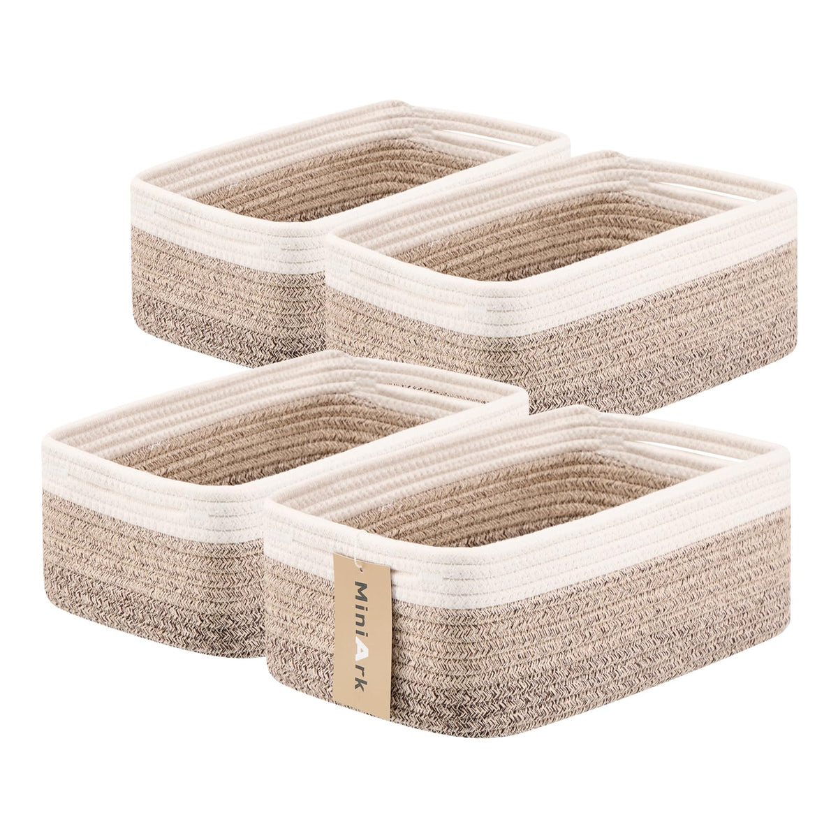 MiniArk small storage baskets woven rectangle 4-pack keeps cosmetics and cables tidy