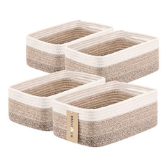 MiniArk small storage baskets woven rectangle 4-pack keeps cosmetics and cables tidy
