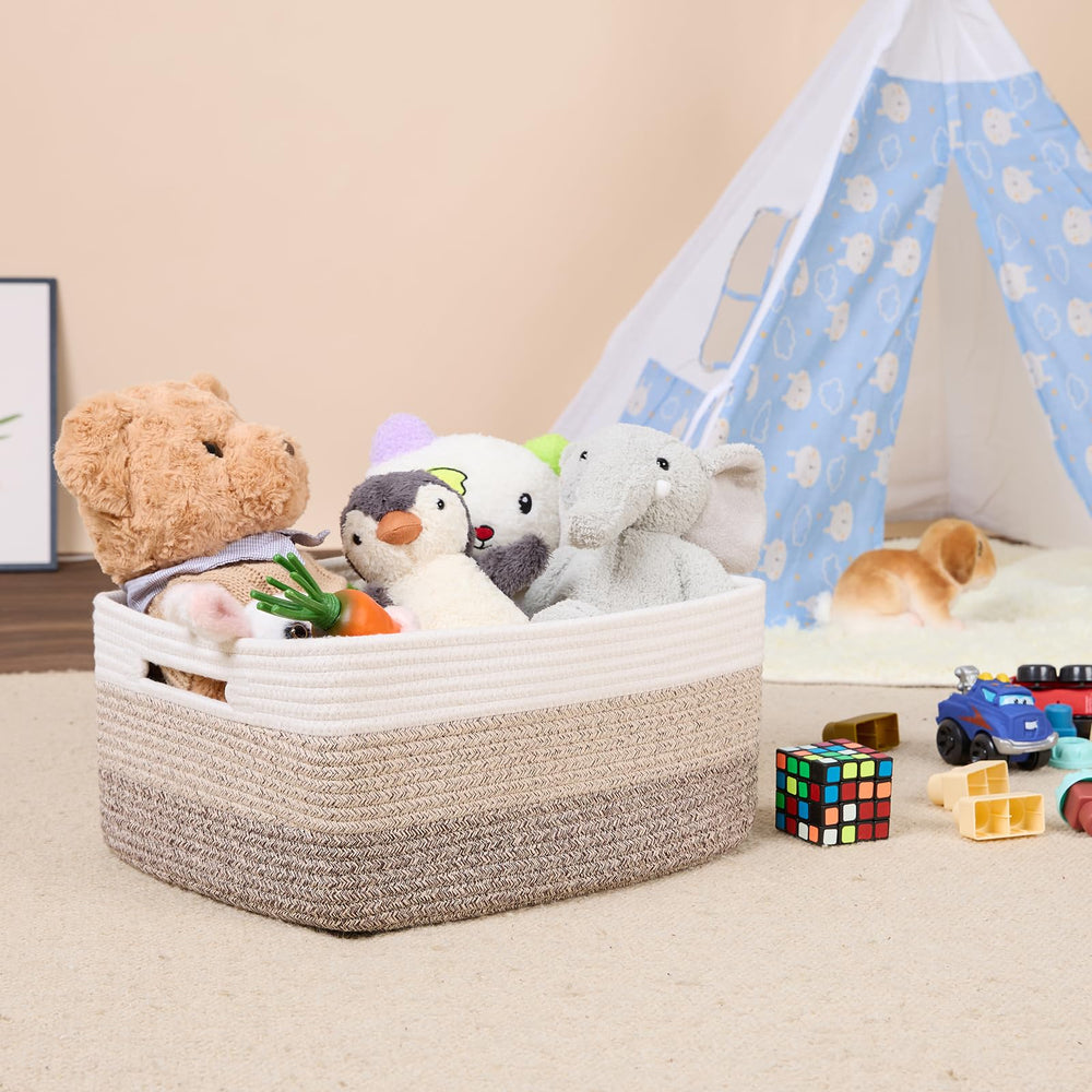 MiniArk toy-and-blanket storage basket keeps playroom tidy and accessible.