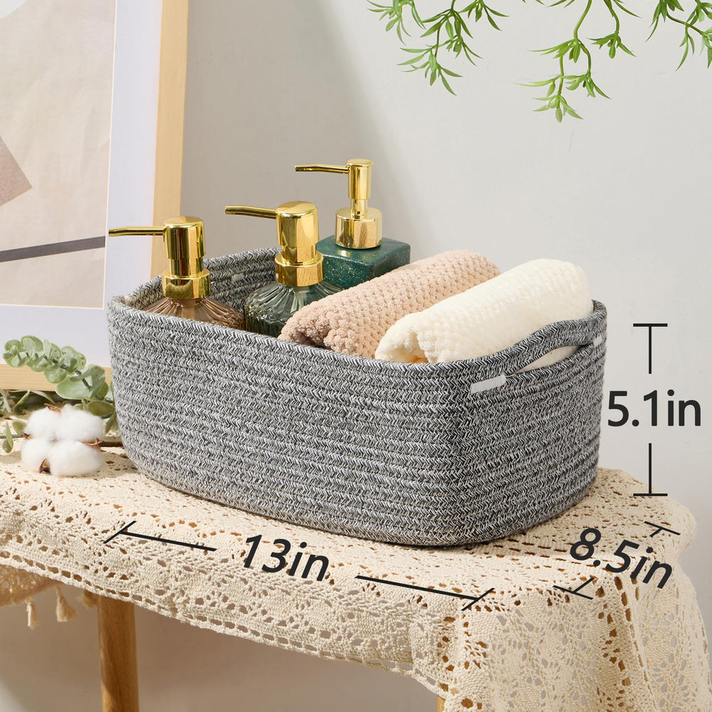 MiniArk woven decorative grey basket adds warmth to shelves and desks
