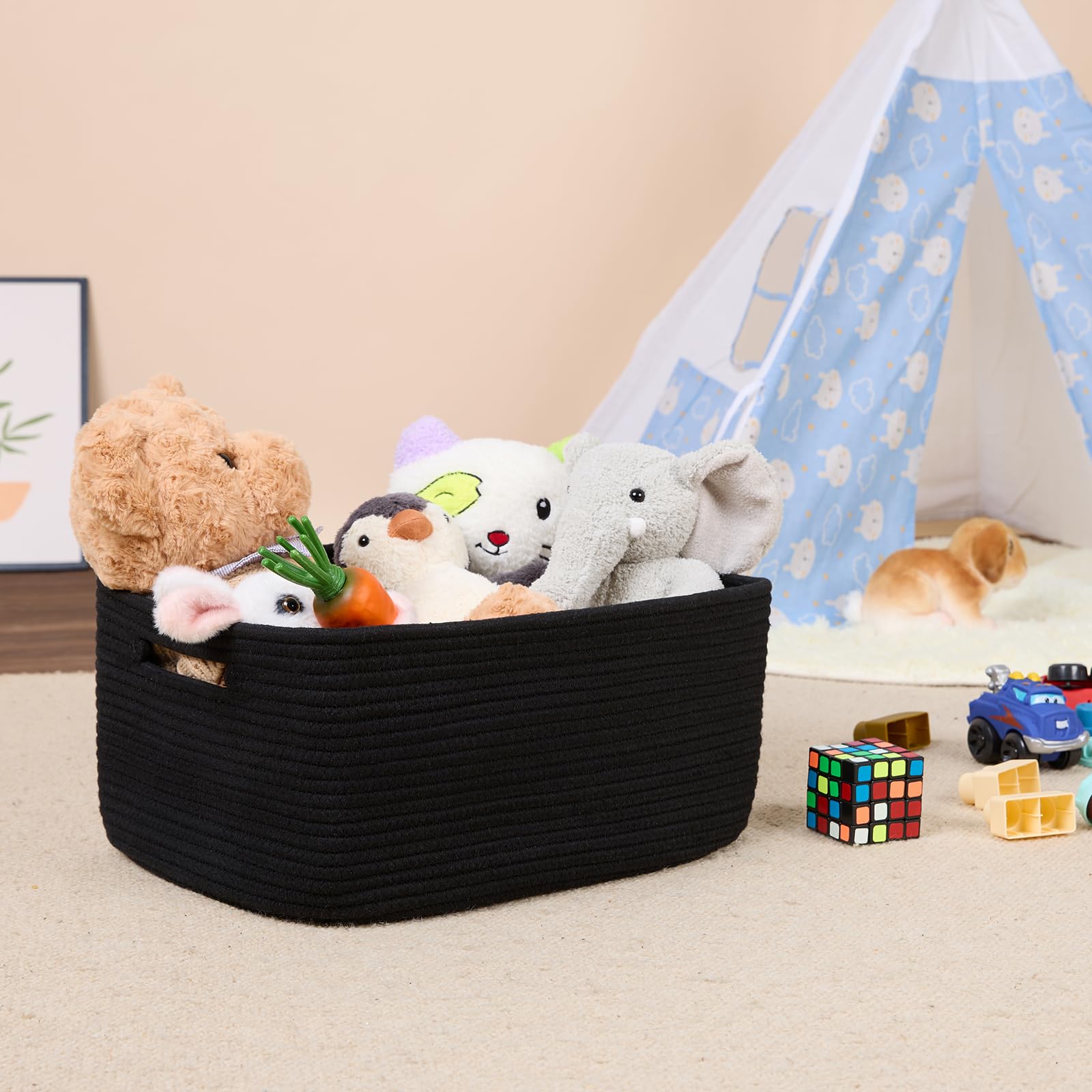MiniArk woven rope basket folded packaging—unfolds into sturdy decorative storage.