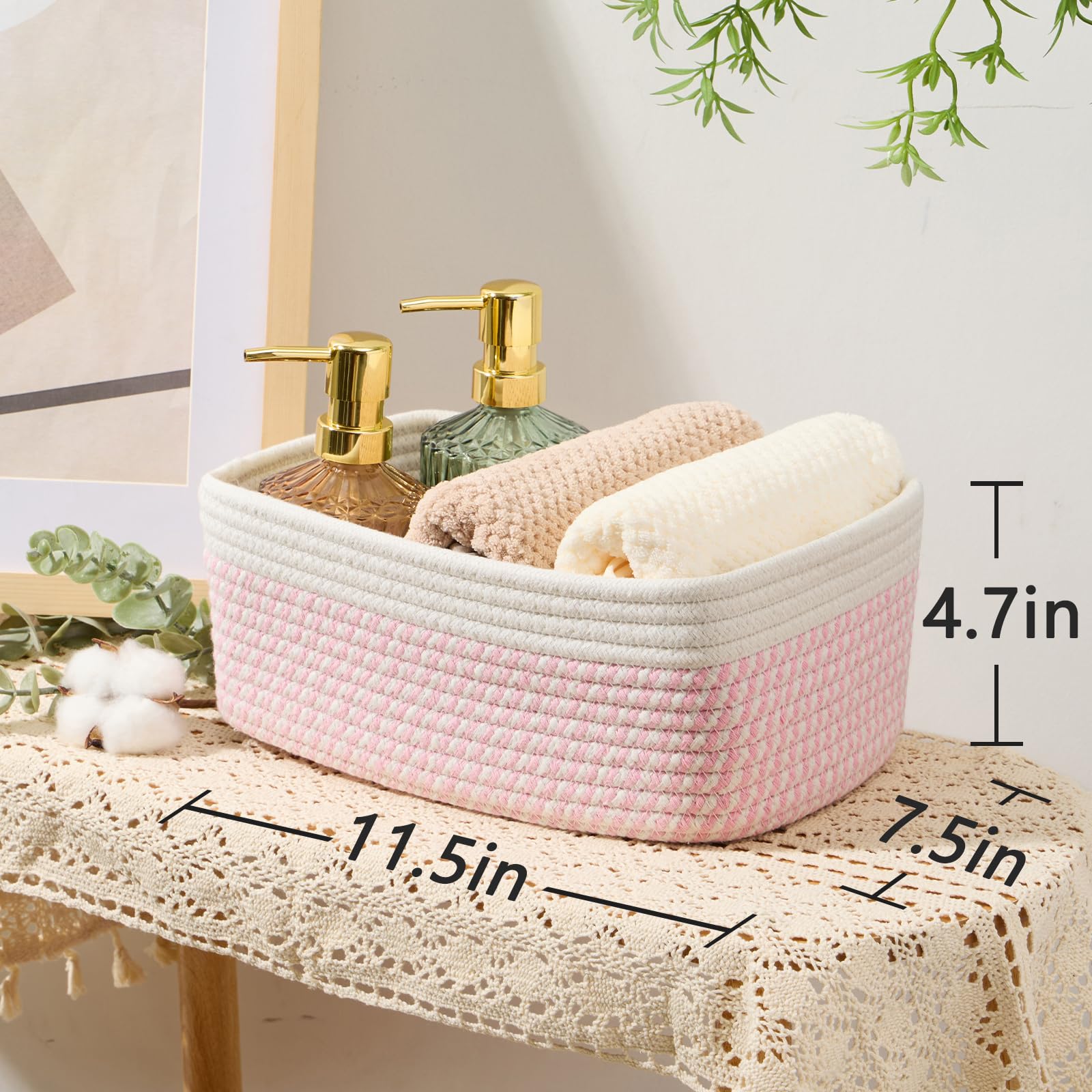 MiniArk woven rope baskets add decorative warmth to shelves
