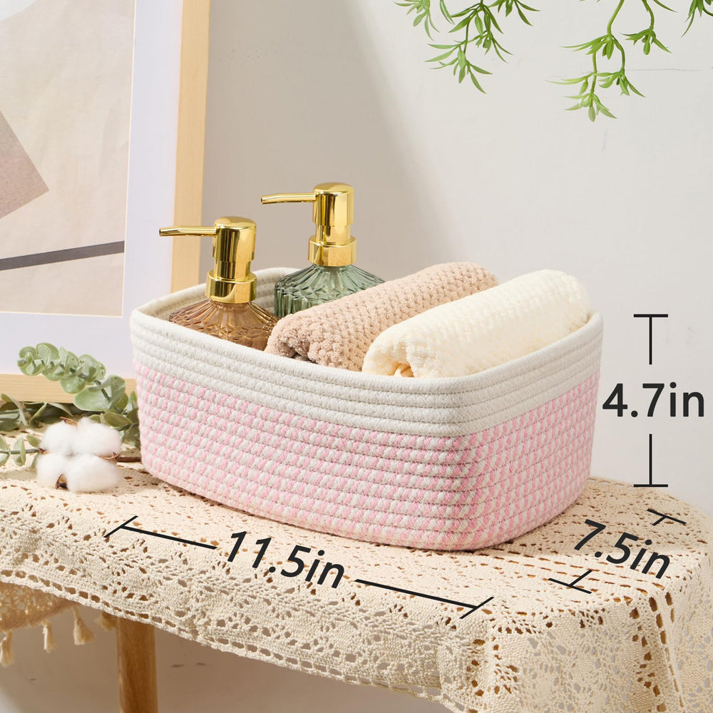 MiniArk woven rope baskets add decorative warmth to shelves