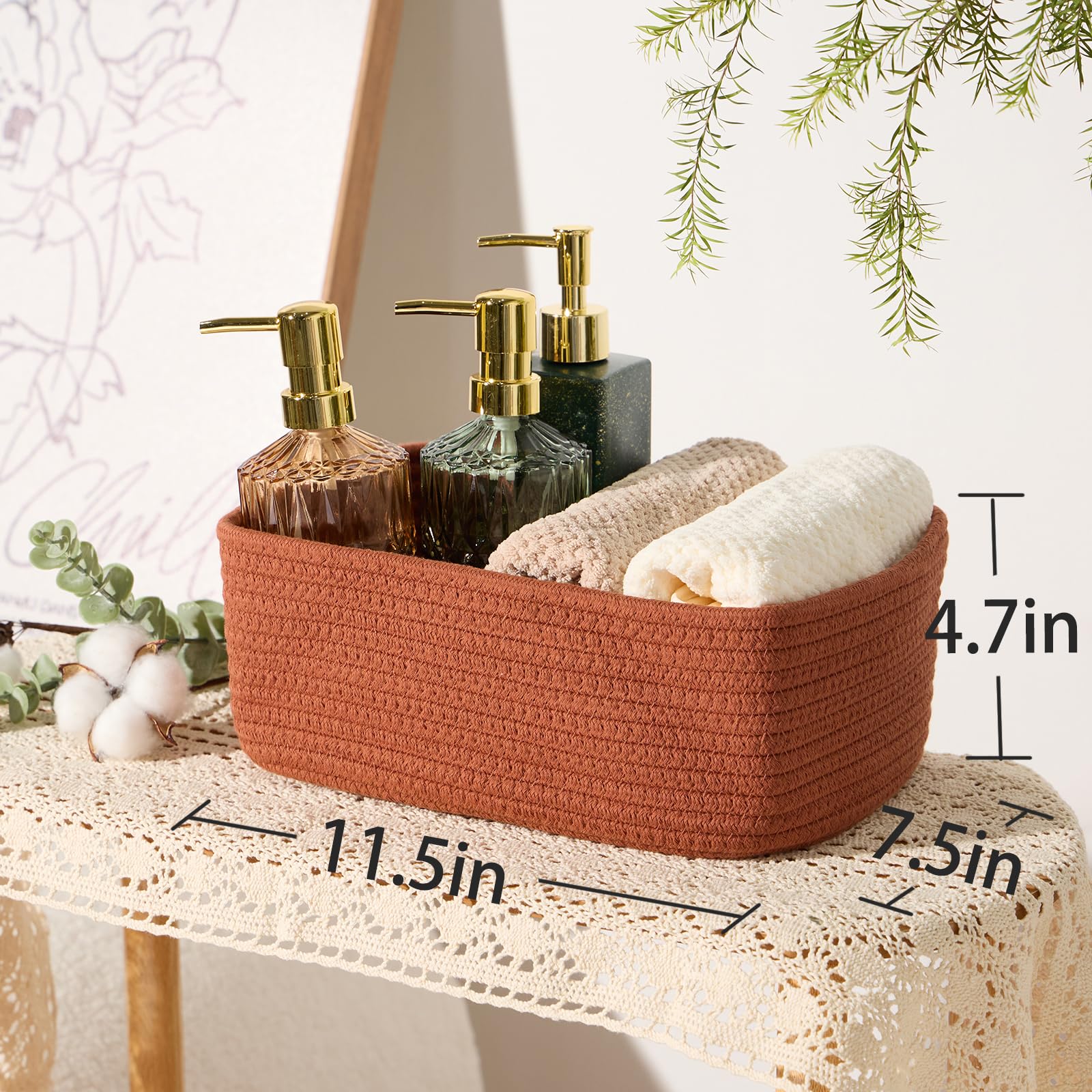 MiniArk woven rope baskets shelf storage with soft cotton rope texture.