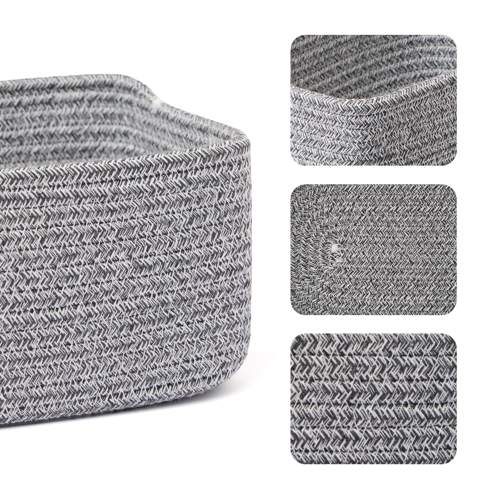MiniArk woven rope baskets show soft, durable texture suitable for shelves and drawers.
