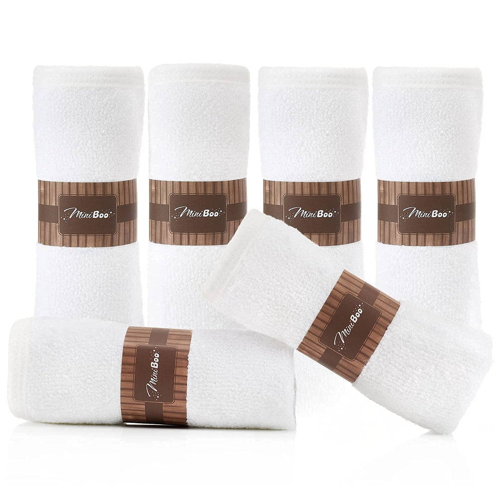 MINIBOO bamboo washcloth close-up shows ultra-soft texture for delicate baby skin.