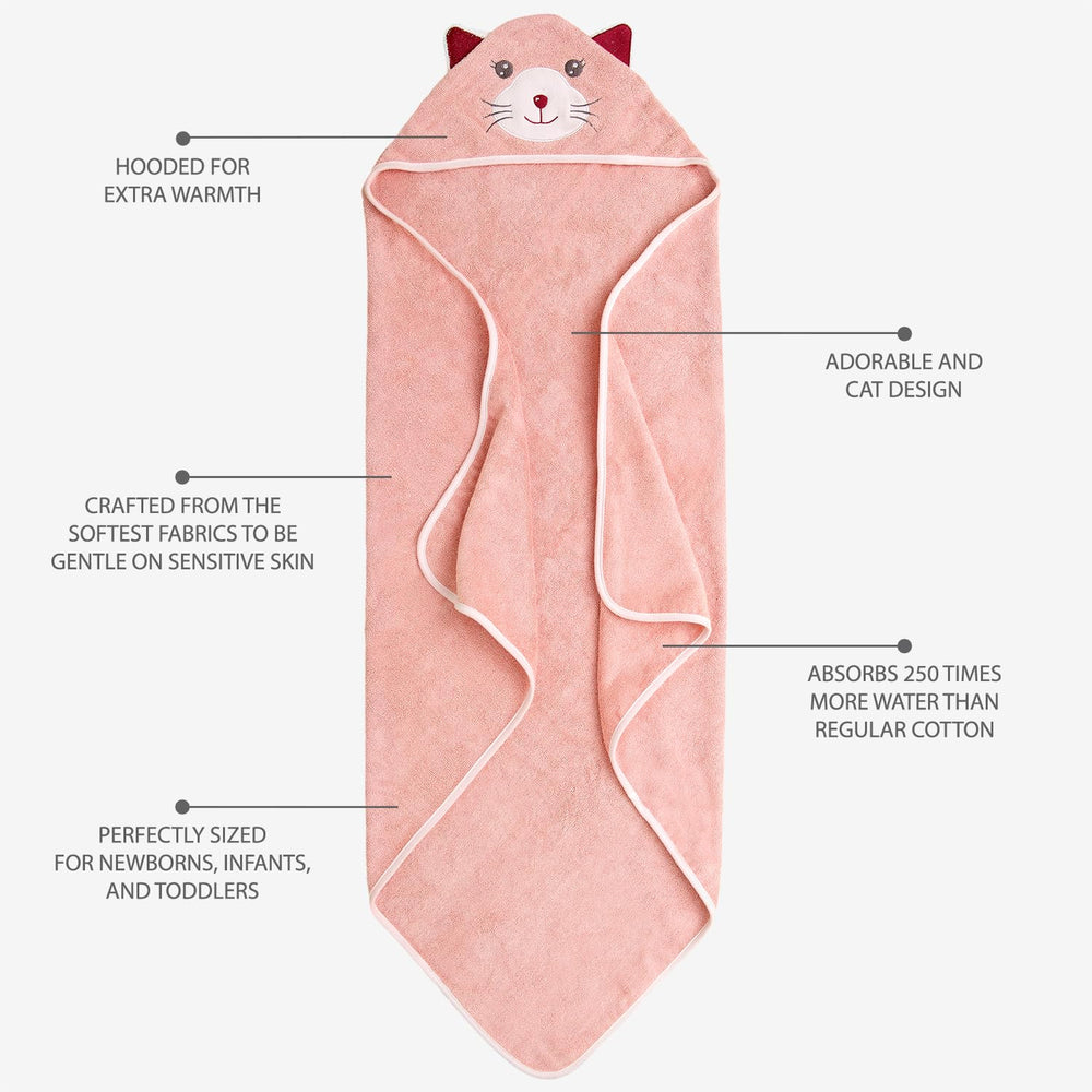 MINIBOO hooded towel 32x32-inch size fits newborns to toddlers