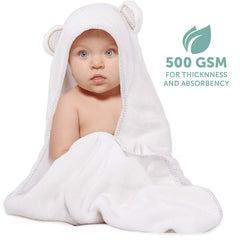 MINIBOO hooded towel 32x32 inches fits newborns to toddlers