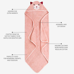 MINIBOO hooded towel 32x32-inch size fits newborns to toddlers