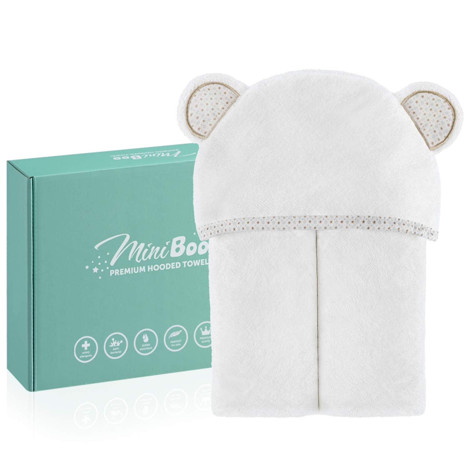 MINIBOO hooded towel highly absorbent quick-dry for faster post-bath wrap