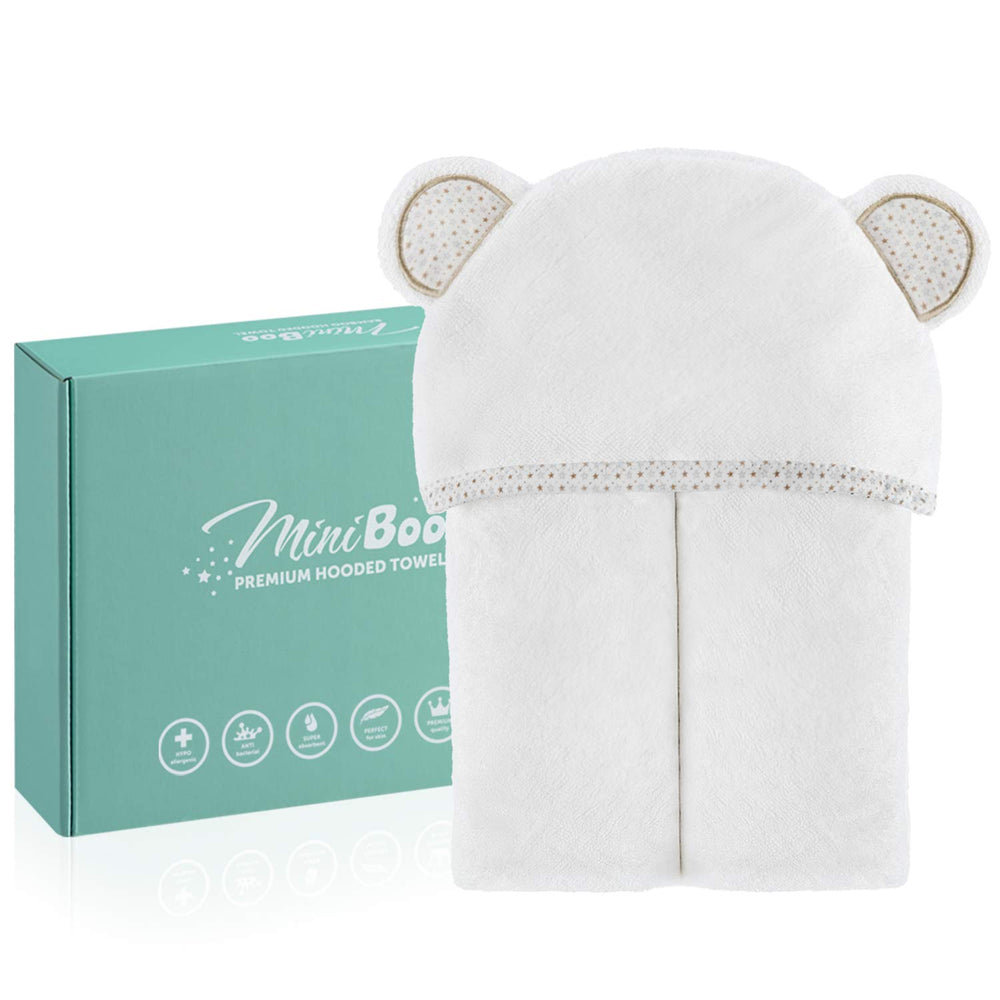 MINIBOO hooded towel highly absorbent quick-dry for faster post-bath wrap