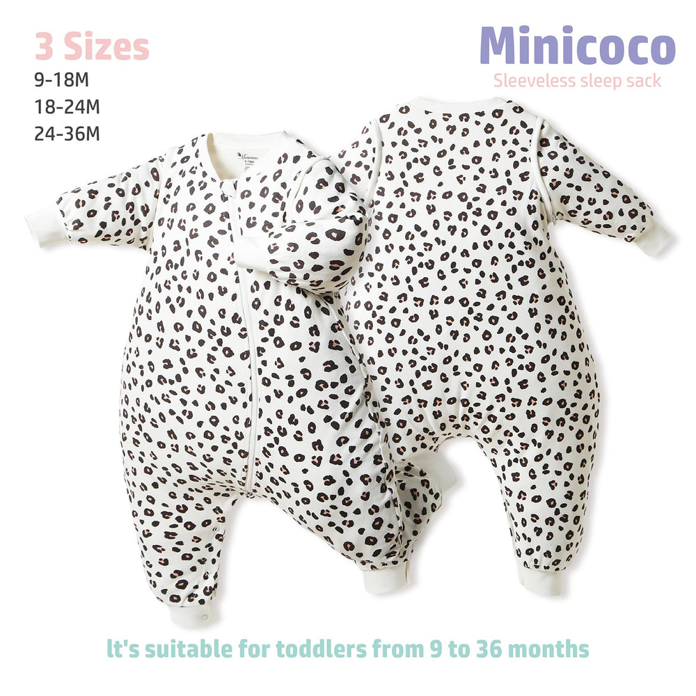 Minicoco detachable sleeves sleep sack close-up shows adaptable warmth for seasons.