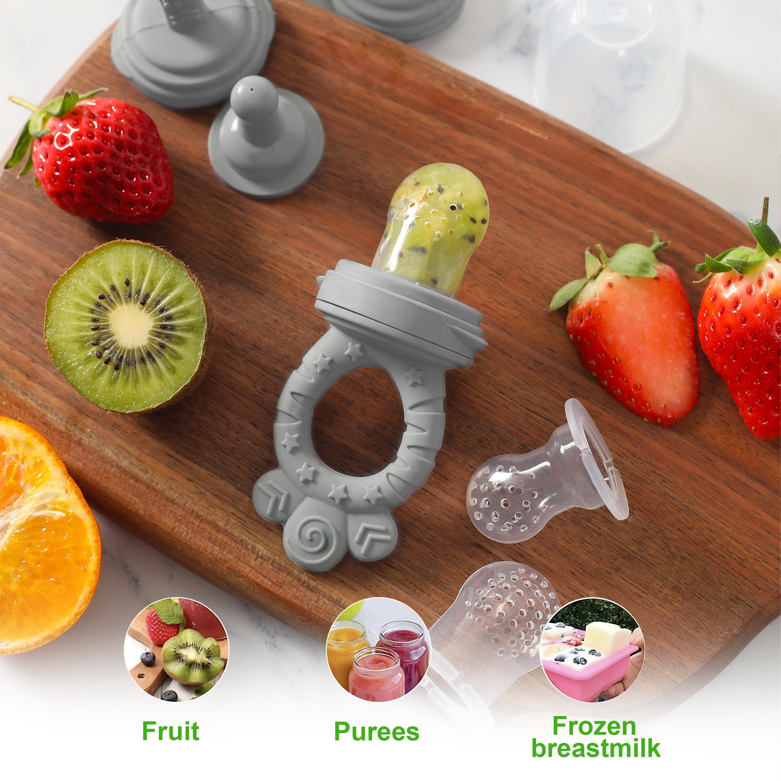 Minie Joo interchangeable heads with spoon and fork for growing feeding needs