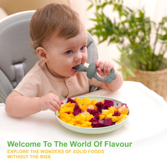 Minie Joo silicone teether focused on soothing gums and texture exploration