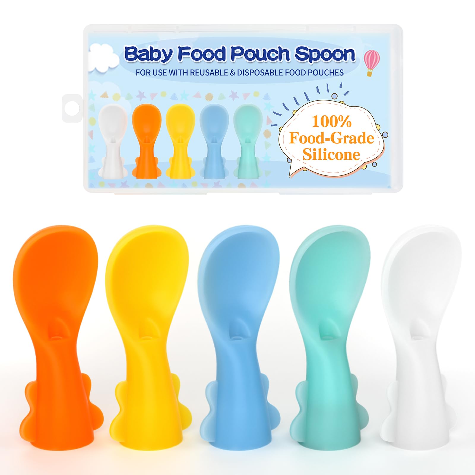 Miniguysa infant spoons non-drip with gentle silicone for mess-free feeding.