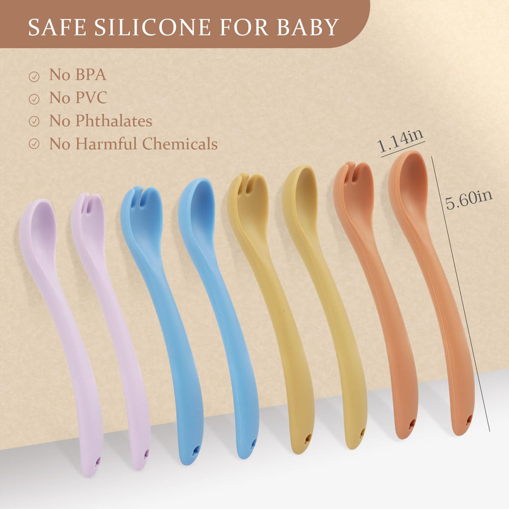 Miniguysa silicone toddler spoons for soft gums offering gentle self-feeding practice