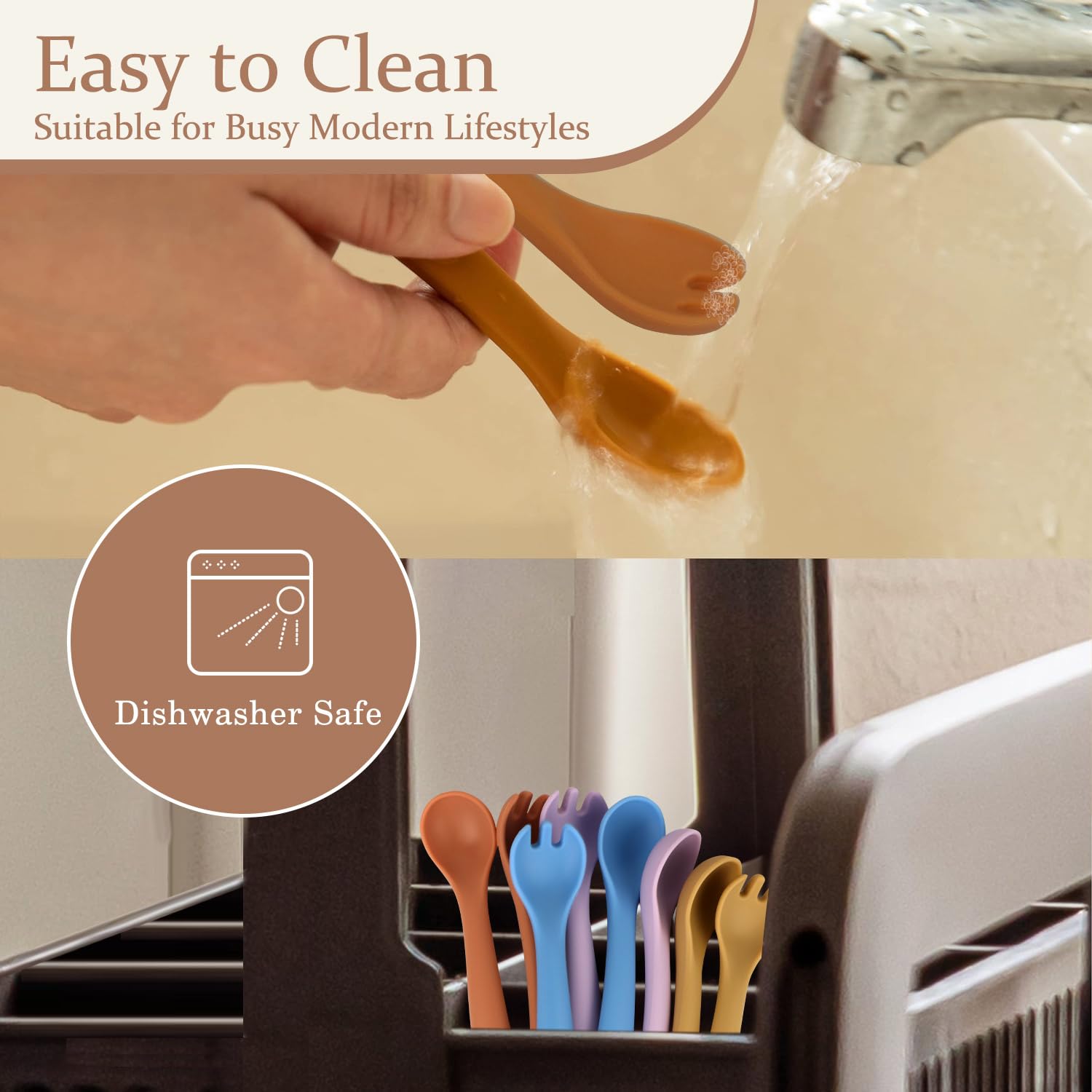 Miniguysa silicone set is easily sterilizable for hygienic post-meal prep