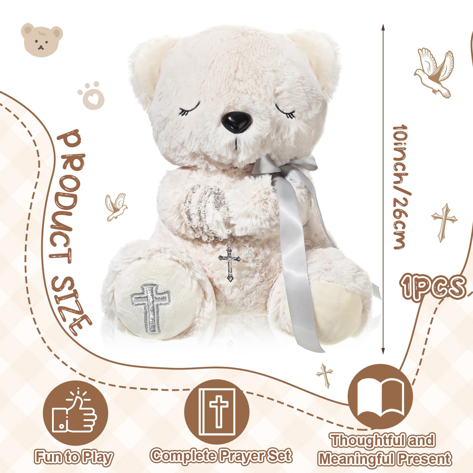 Miniinflat prayer bear with rosary offers a serene home prayer experience.