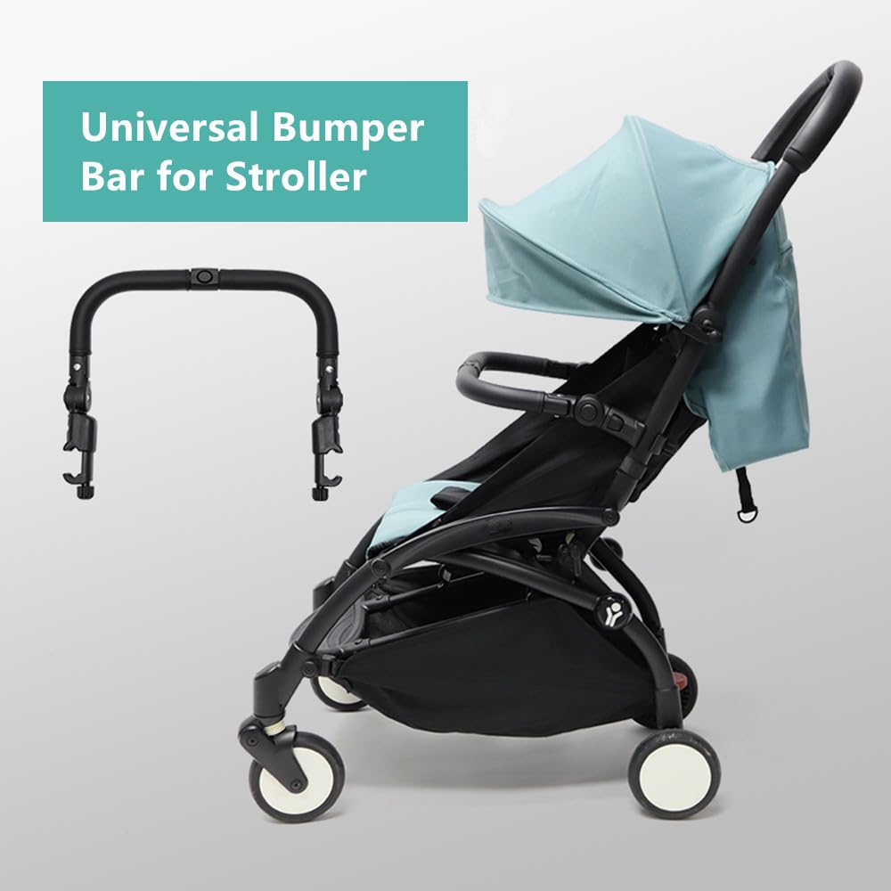 MINILUJIA stroller bumper bar black leather cover offers soft grip and durable wear