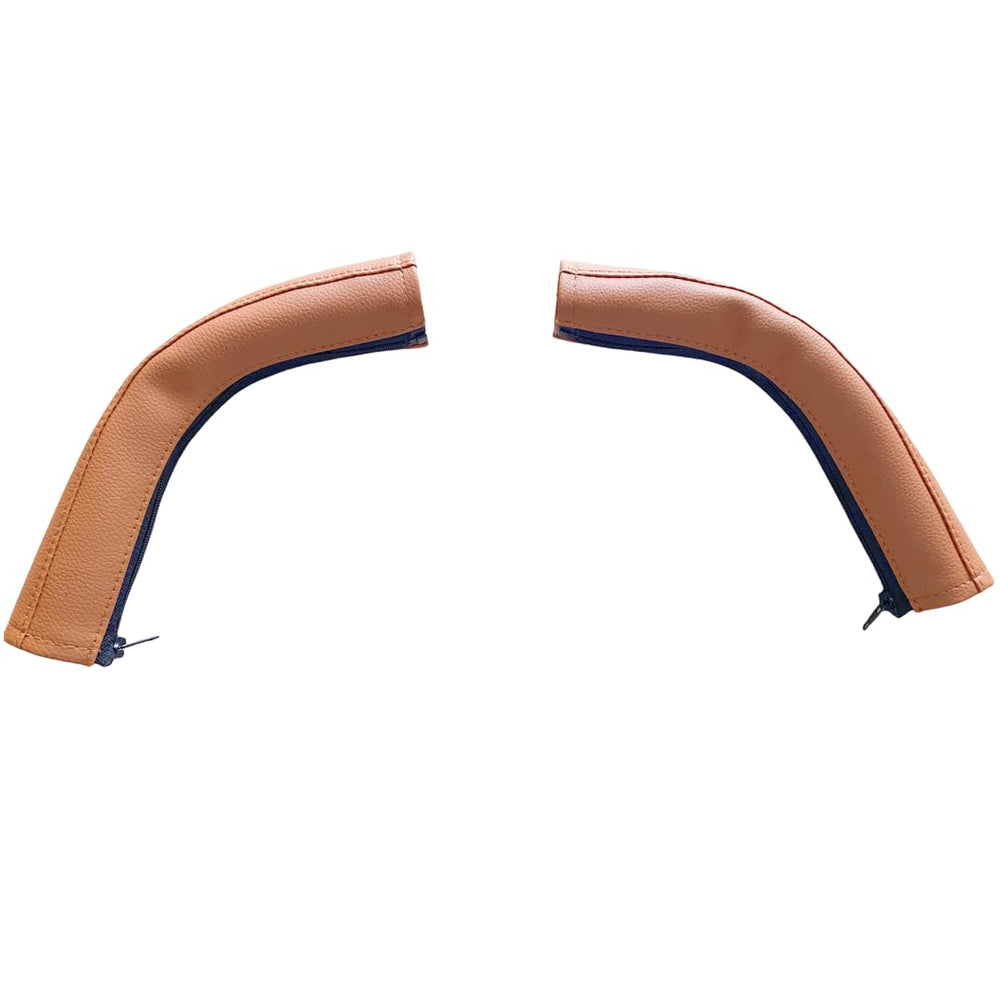 MINILUJIA Uppababy Vista handle-cover close-up shows premium PU leather texture for soft grip.