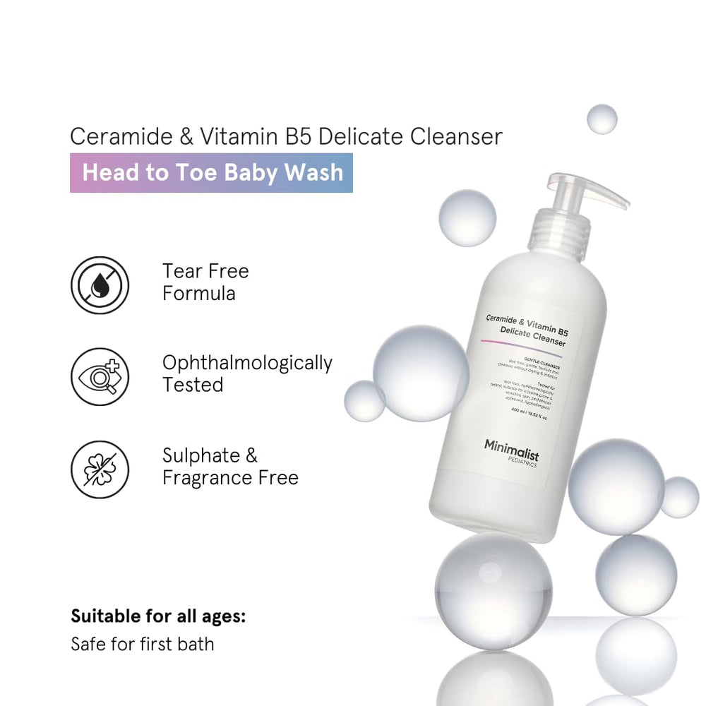 Minimalist Baby Gentle Head to Toe Wash tear-free icon suggesting gentle bath time.