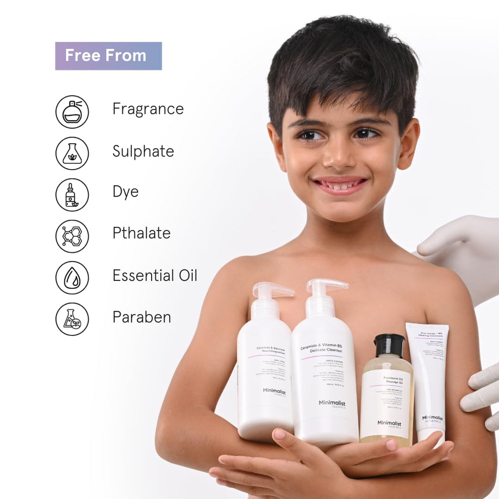 Minimalist baby massage oil relaxing scene for bonding and calm