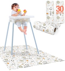 Minimono baby splat mat 40x47 coverage protects floors during meals and crafts.