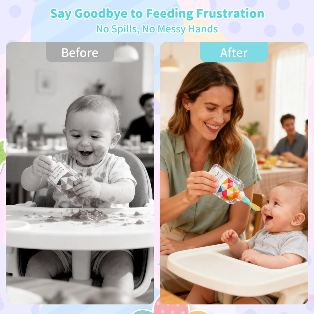 MiniMunch universal compatibility spoon attachment fits various pouches, expanding feeding options.