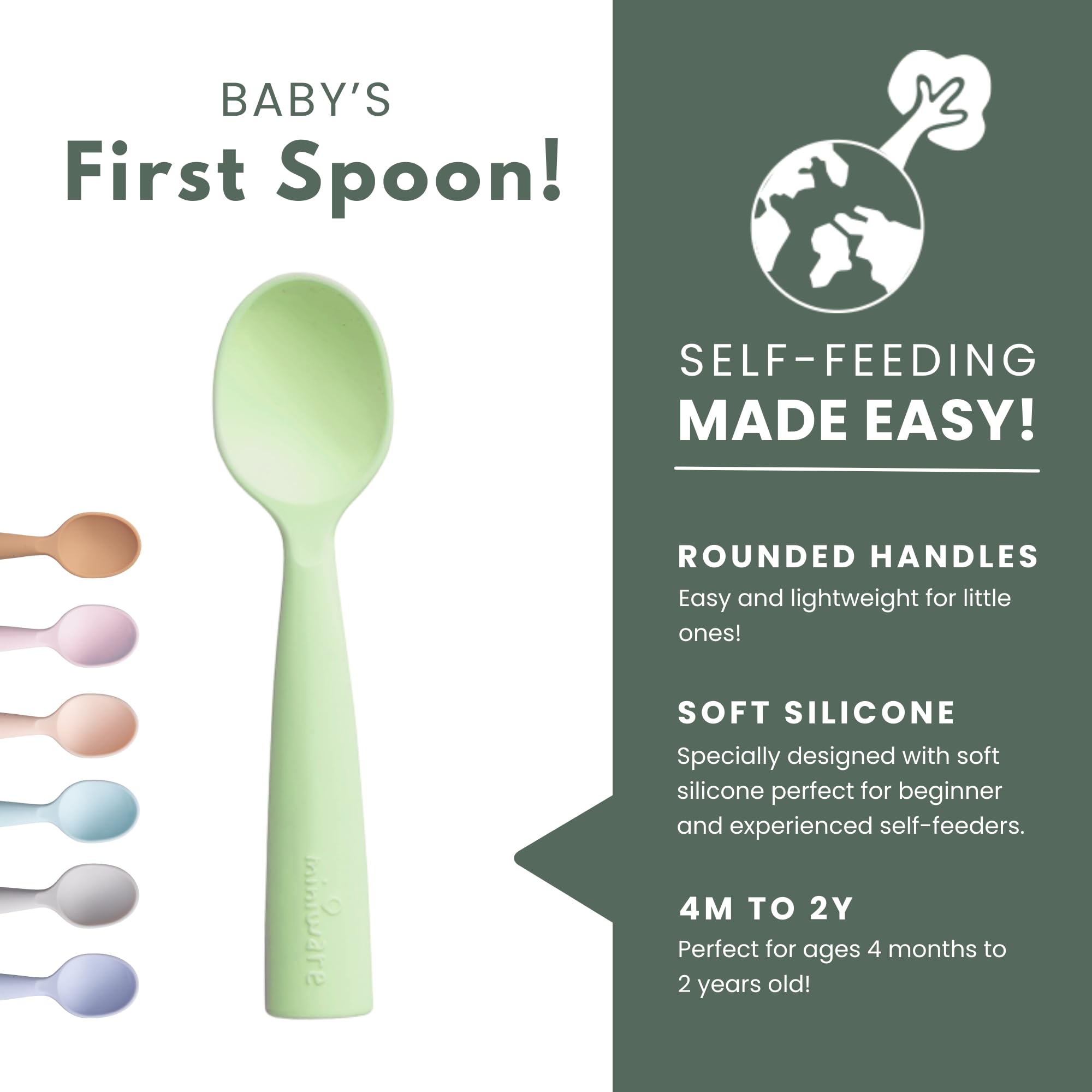 Miniware self-feeding spoon with rounded handles aids little hands