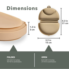 Miniware Silifold travel plate suction base keeps meals steady during use.
