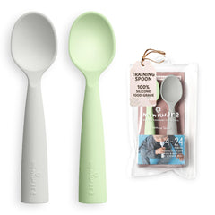 Miniware training spoon grey with carry pouch for on-the-go feeding