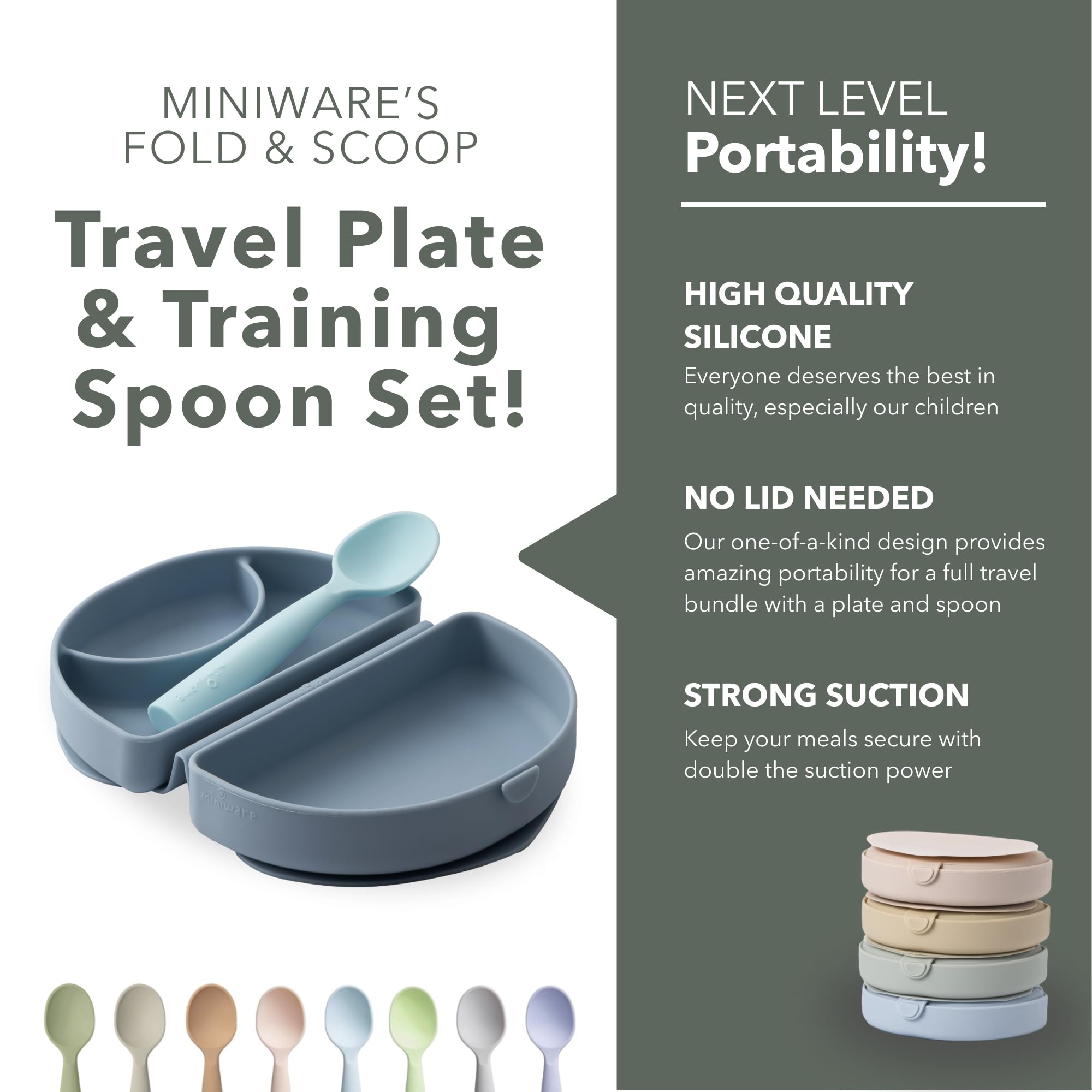 Miniware baby spoon aquamarine for on-the-go feeding.