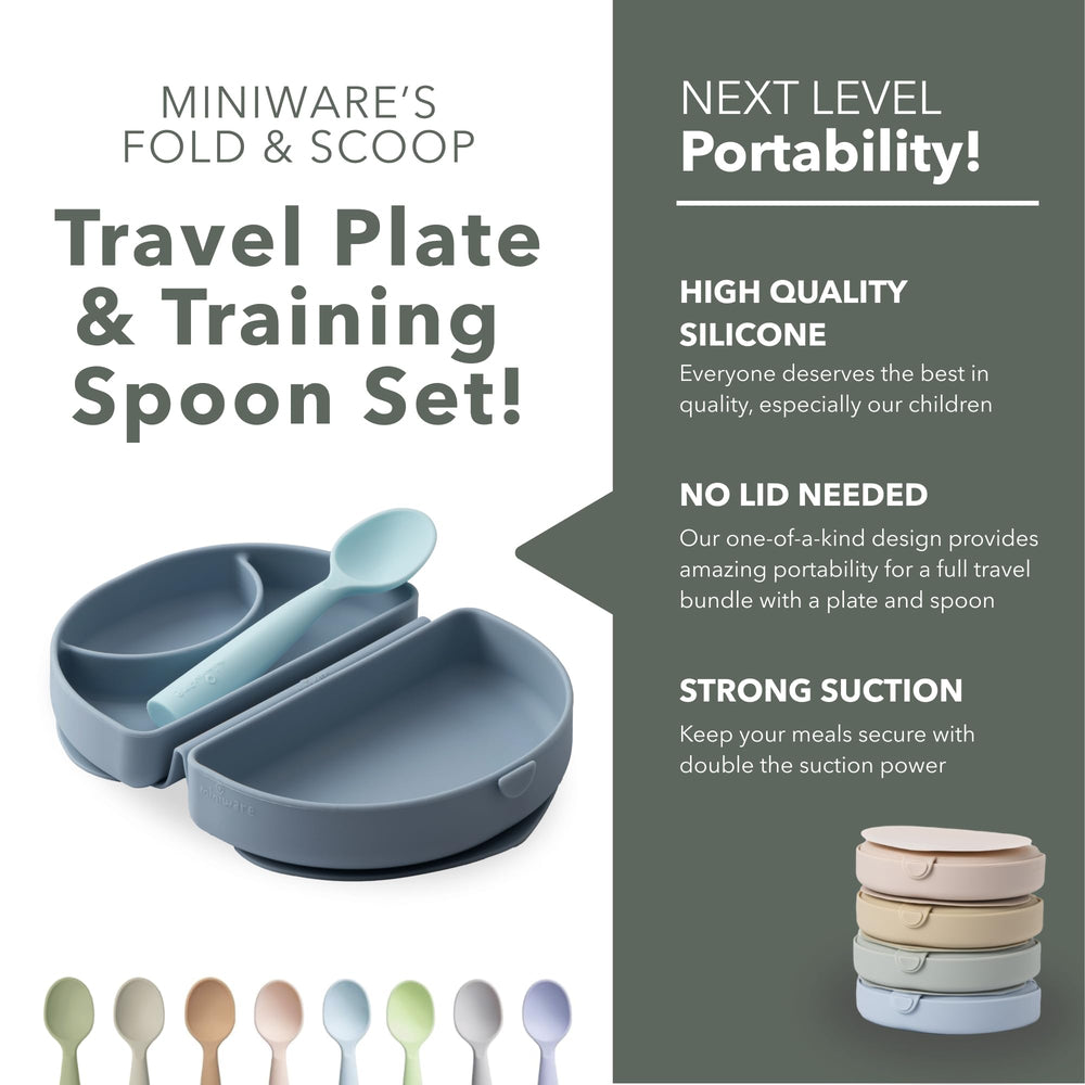 Miniware baby spoon aquamarine for on-the-go feeding.