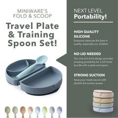 Miniware baby spoon aquamarine for on-the-go feeding.