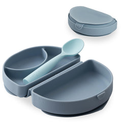 Miniware Fold & Scoop plate aquamarine for compact travel meals.