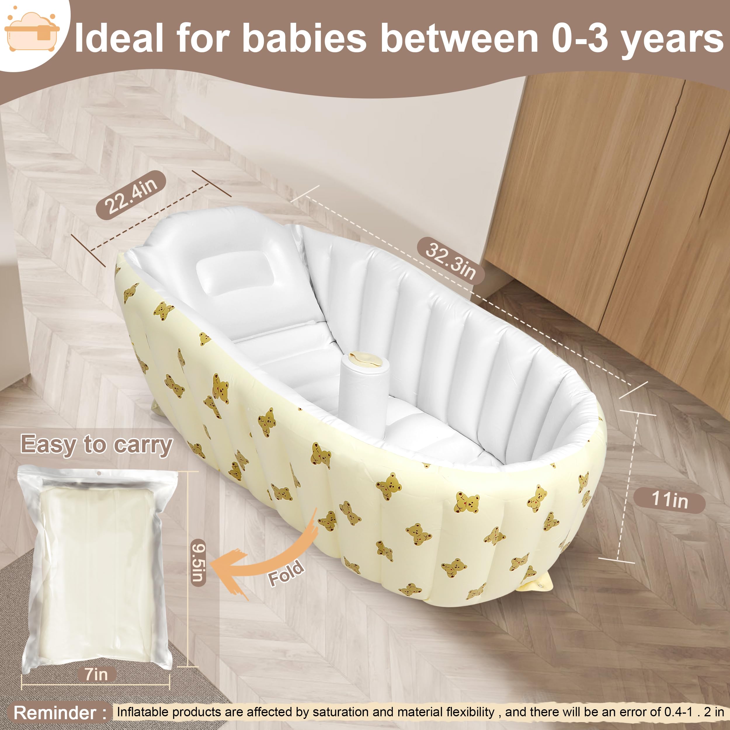 Mink bear tub deflates and folds easily for compact storage