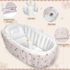 Mink inflatable bath tub Olive drain plug enables easy water release.