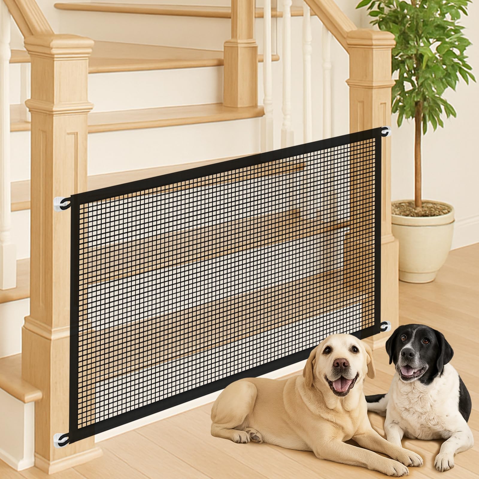 Minlend Pet Gate Mesh folded for compact storage and easy transport.