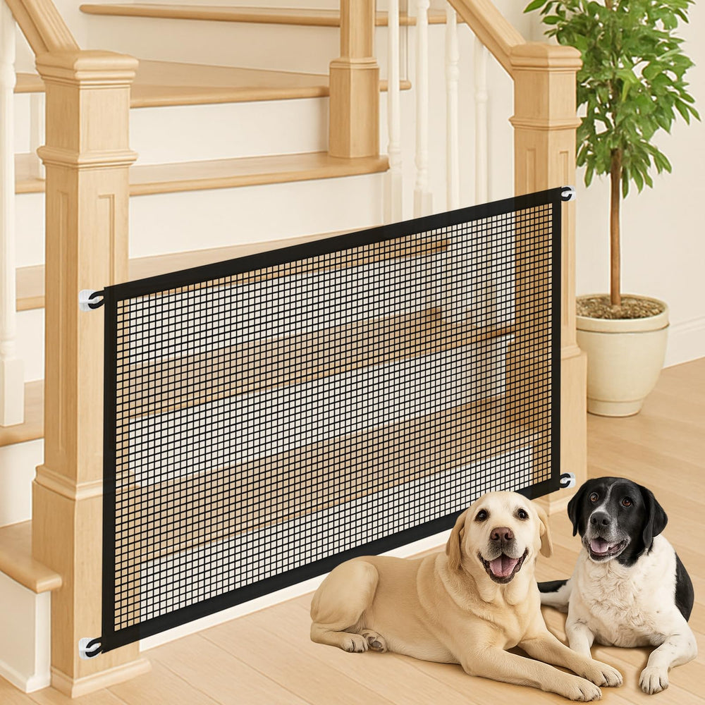 Minlend Pet Gate Mesh folded for compact storage and easy transport.