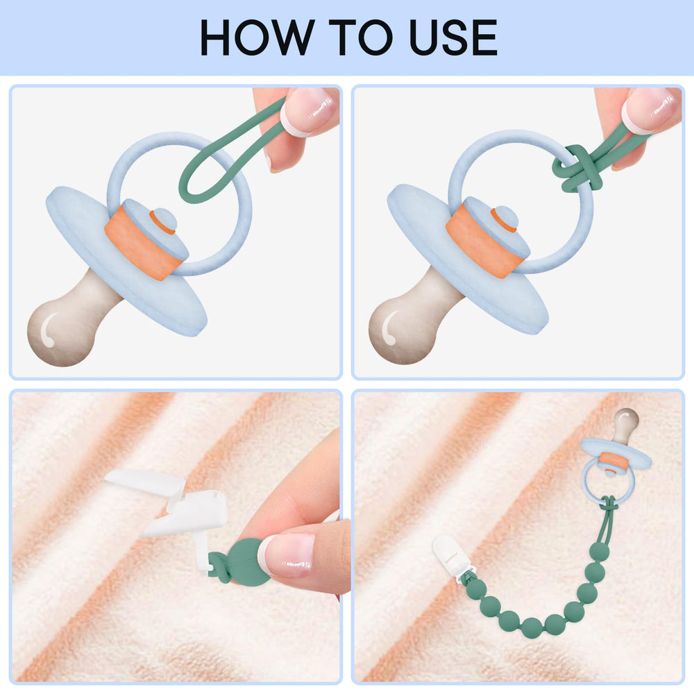 MINMUNJIU one-piece silicone pacifier clip design prevents snagging and protects fabrics.
