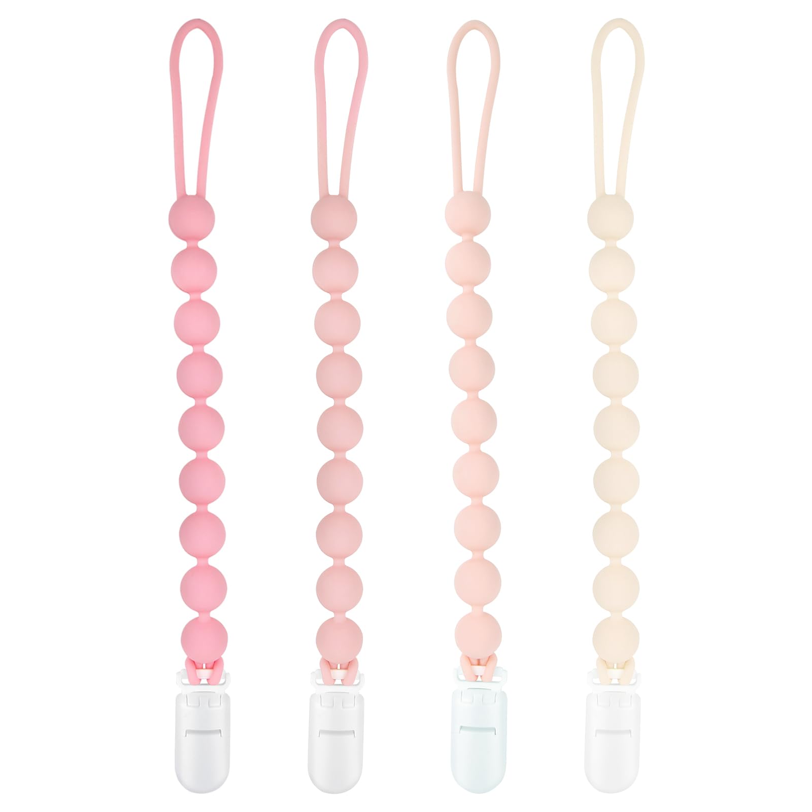 MINMUNJIU pacifier clip pack in four colors for coordinating baby outfits
