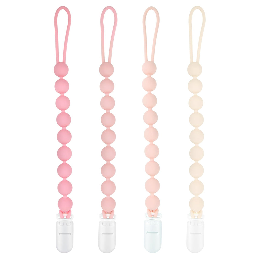 MINMUNJIU pacifier clip pack in four colors for coordinating baby outfits