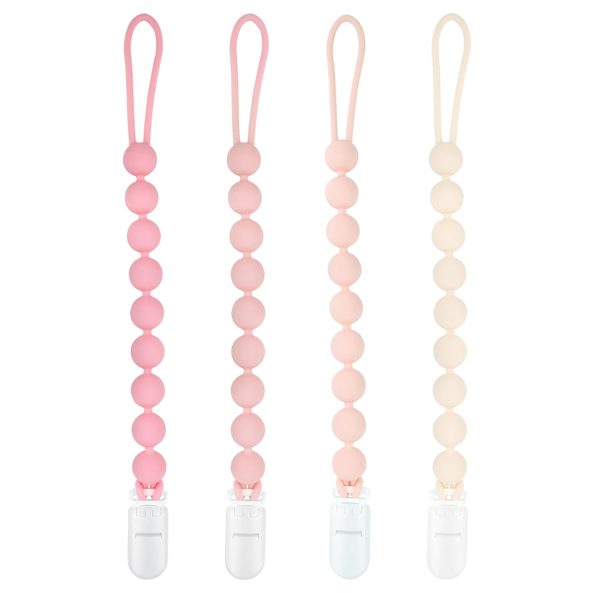 MINMUNJIU pacifier clip pack in four colors for coordinating baby outfits