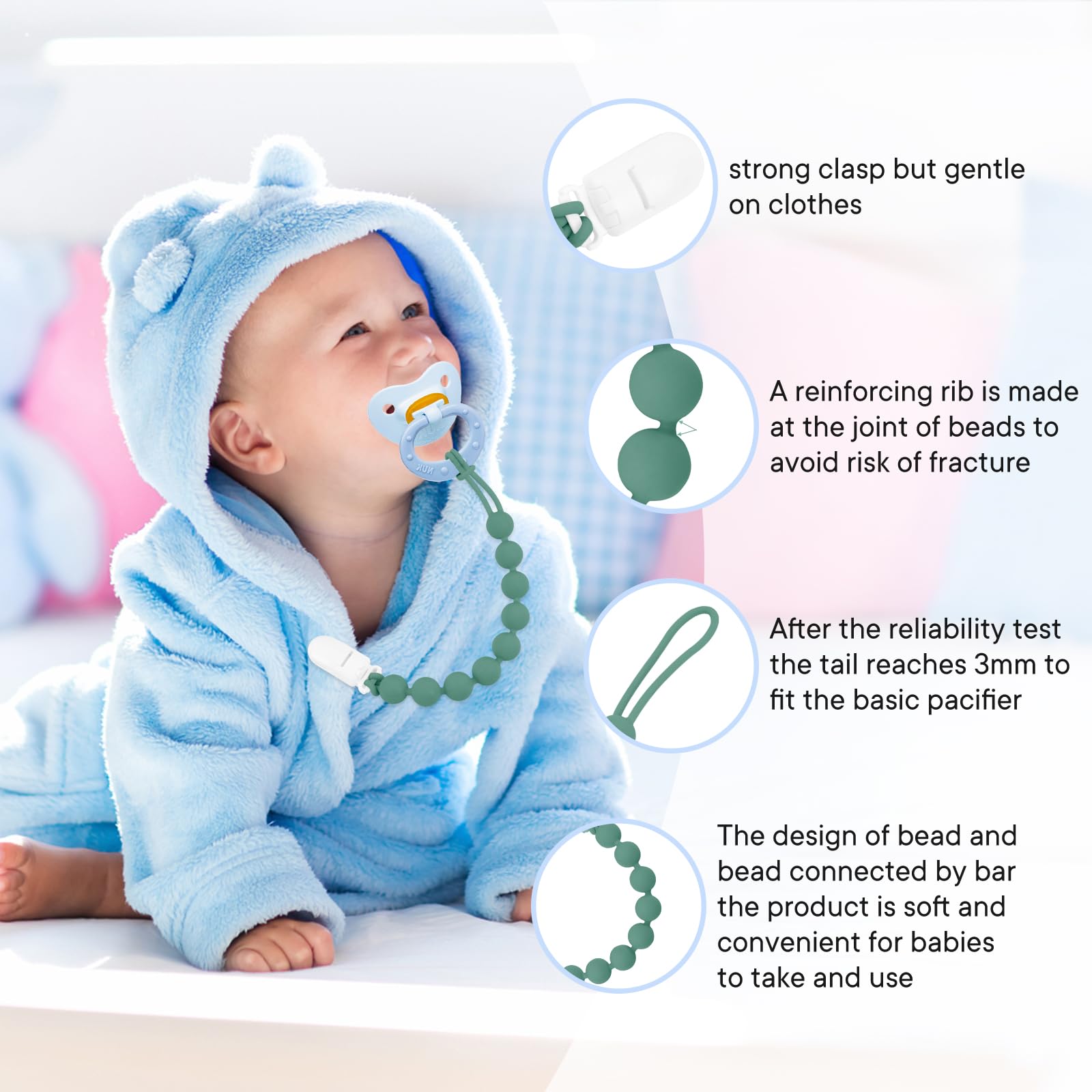 MINMUNJIU pacifier clip teething balls design for soothing gums