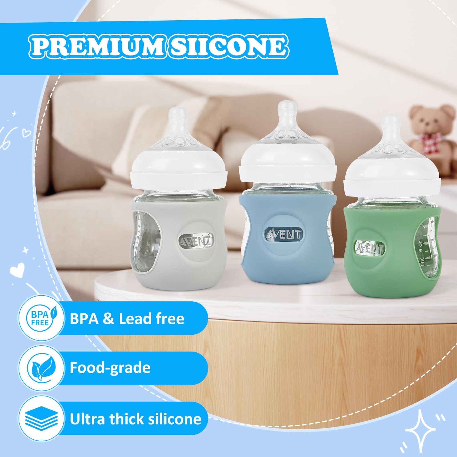 MINMUNJIU compatible with Philips Avent Natural 4oz glass bottle for safe use.