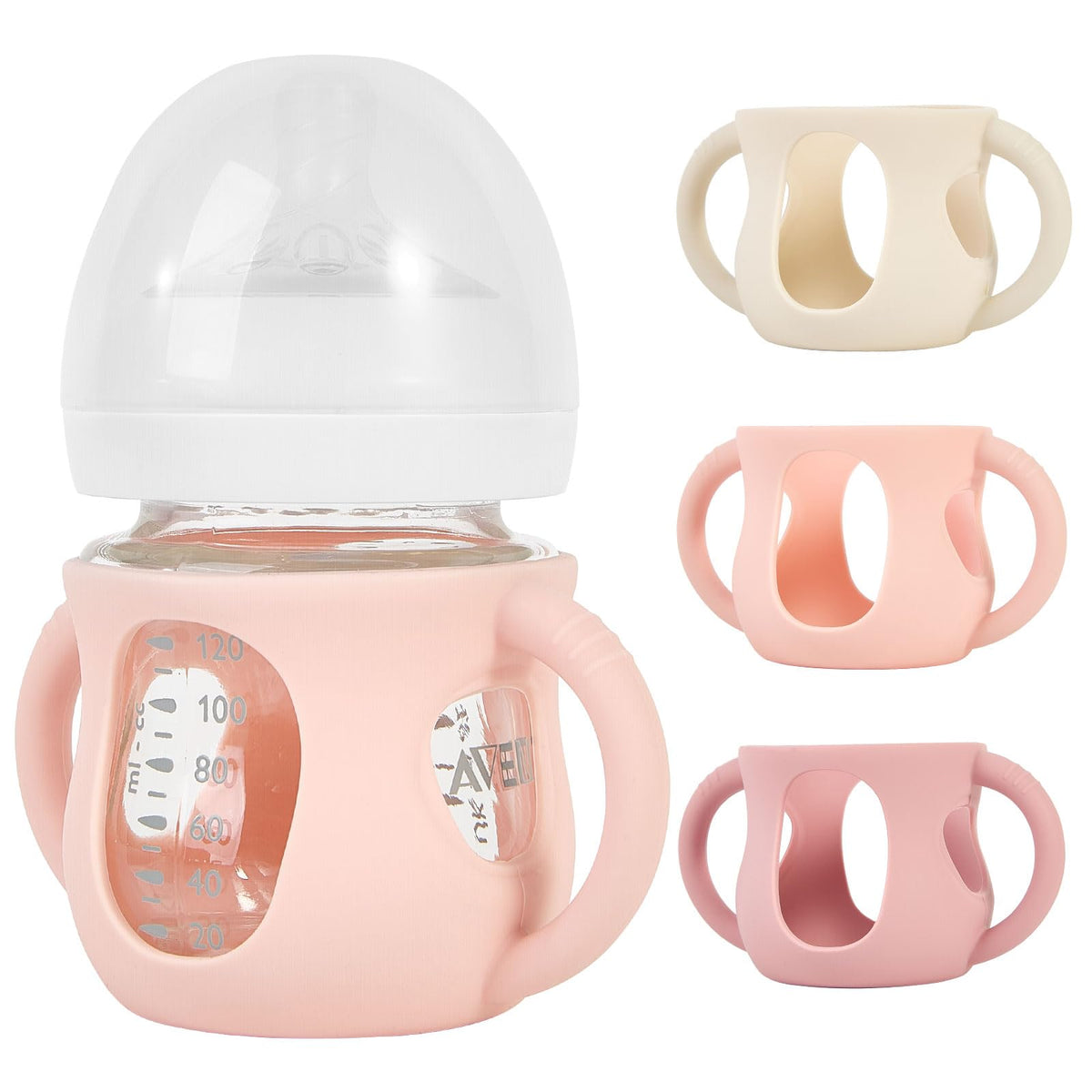 MINMUNJIU silicone sleeve for Philips Avent 4oz bottle, front view, anti-breakage protection.